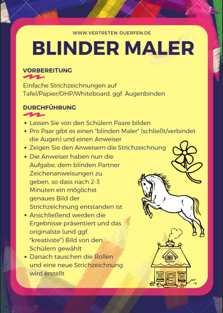 Unterrichtsidee Vertretung: Blinder Maler