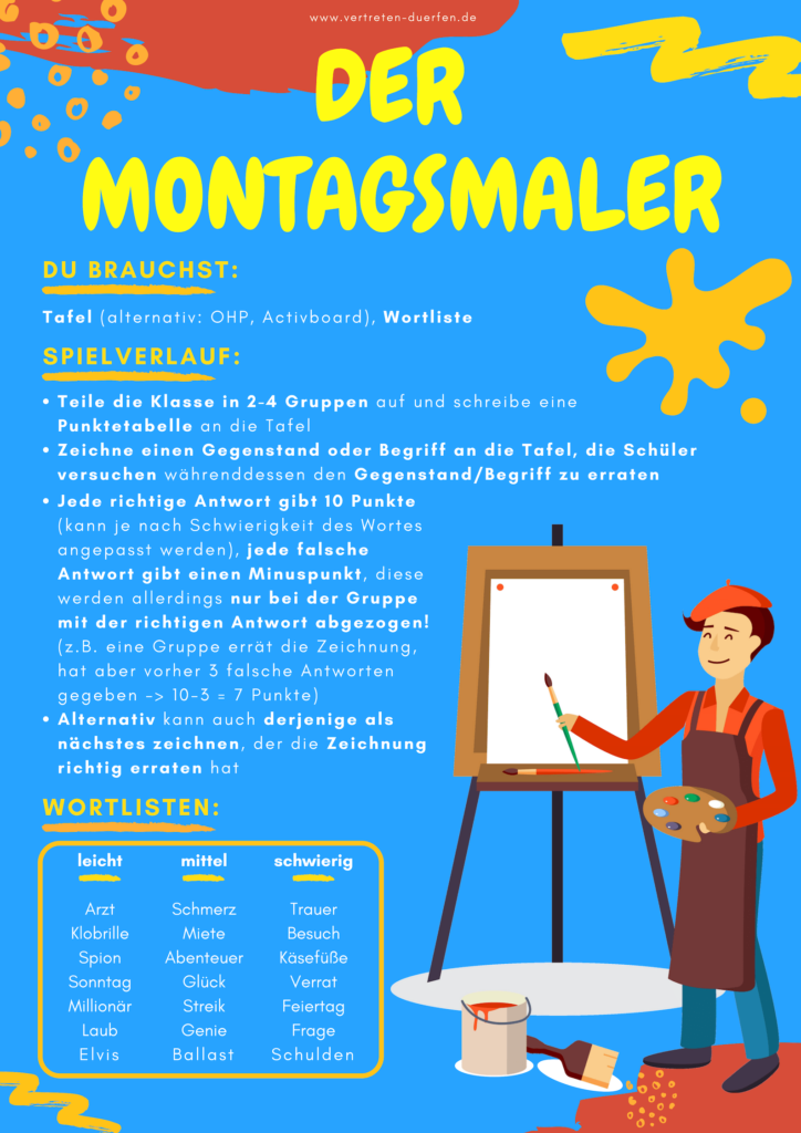 Unterrichtsidee Vertretung: Der Montagsmaler