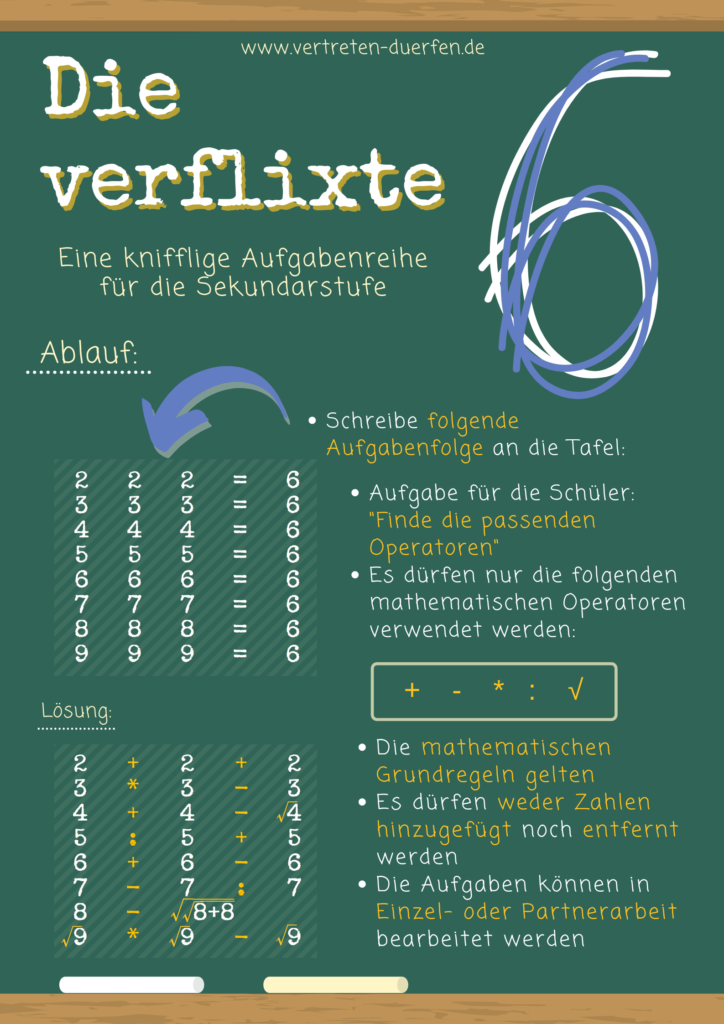 Unterrichtsidee Vertretung: Die verflixte 6