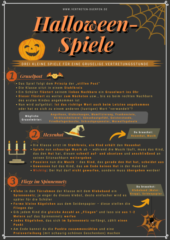 Unterrichtsidee Vertretung: Halloween-Spiele