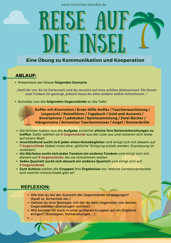 Unterrichtsidee Vertretung: Reise auf die Insel