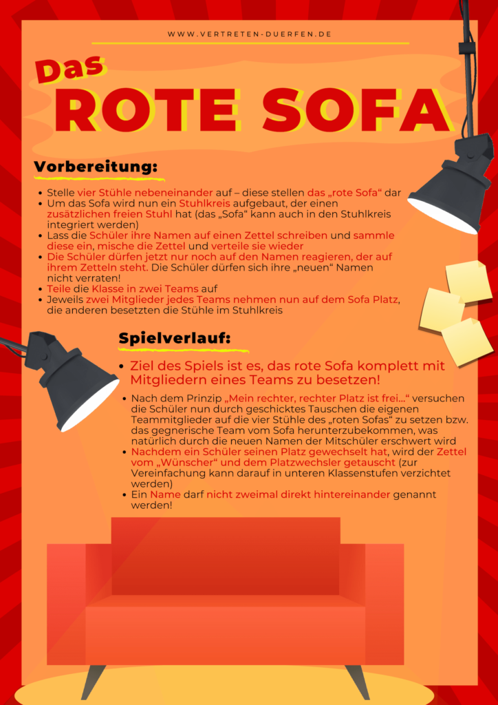 Unterrichtsidee Vertretung: Das Rote Sofa