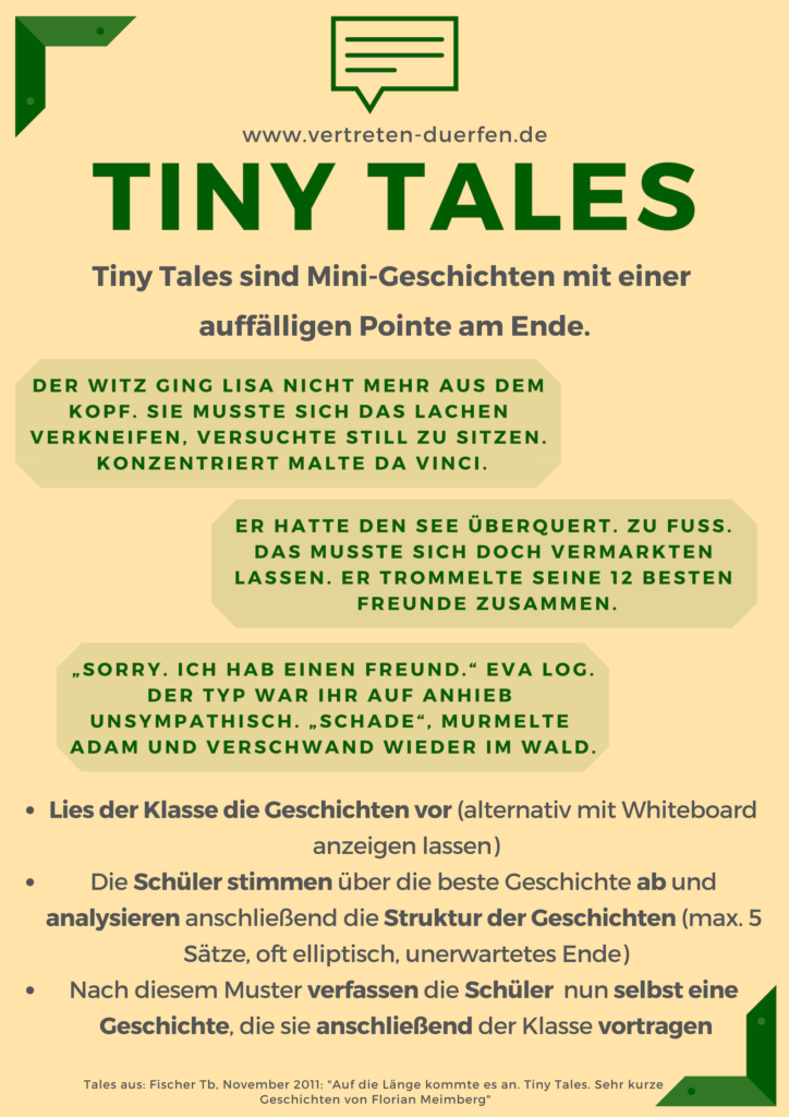 Unterrichtsidee Vertretung: TinyTales