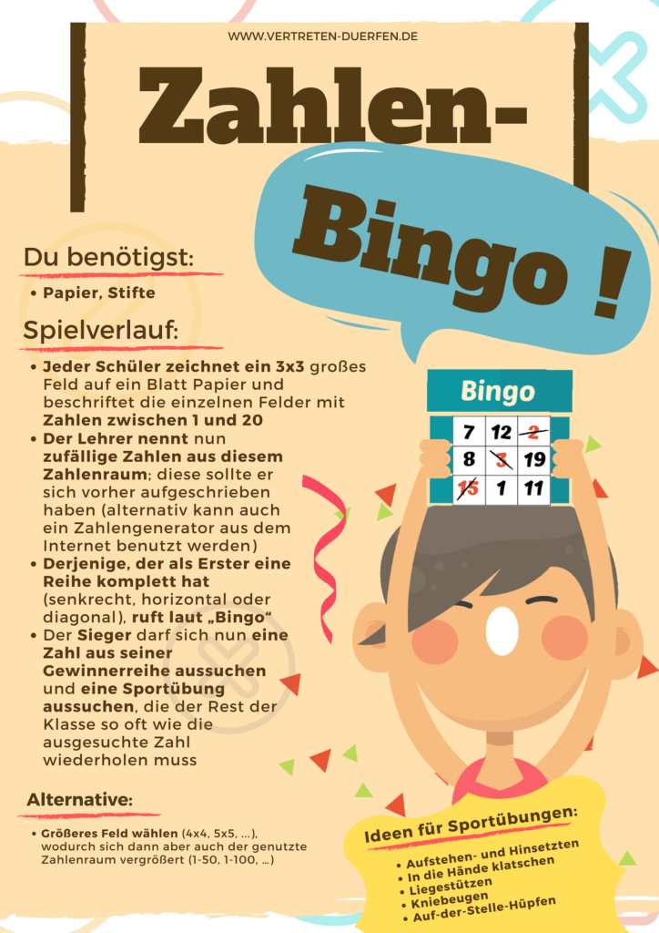 Unterrichtsidee Vertretung: Zahlenbingo