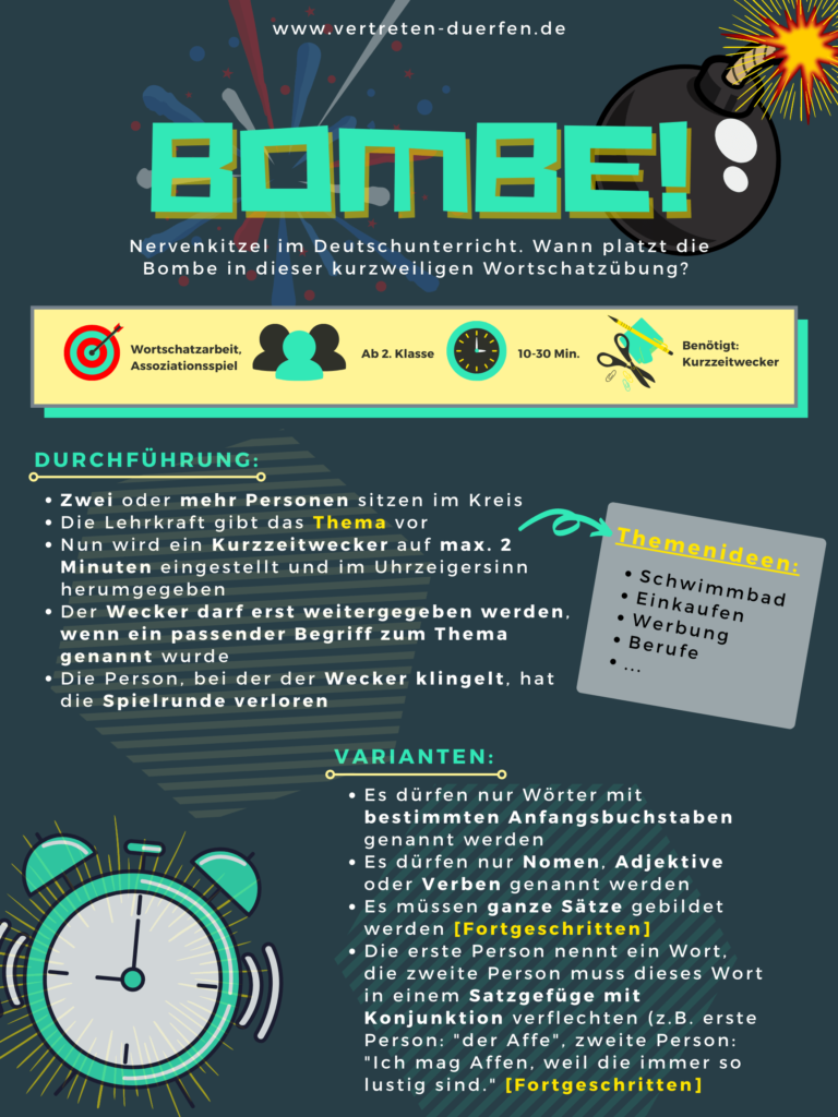 Unterrichtsidee Vertretung: Bombe